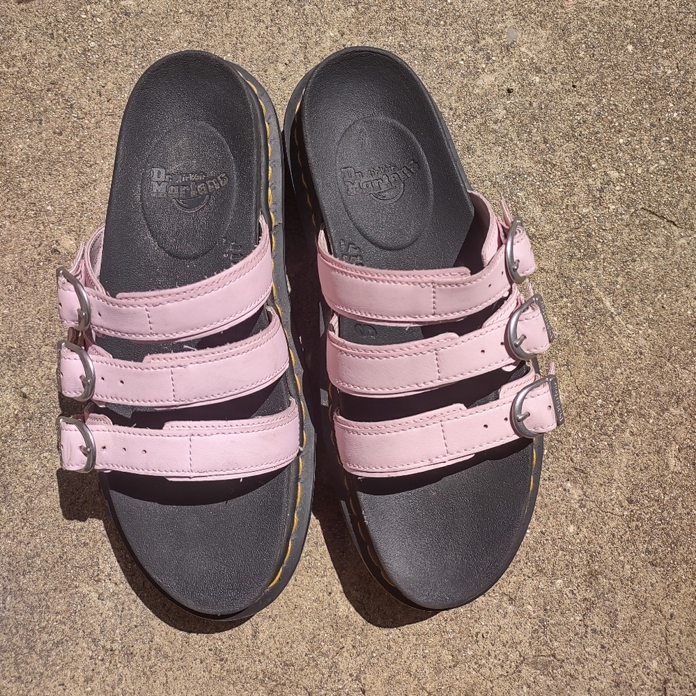 Dr Martens Womens Shoes Sz 9 Pink Blair Chunky Platform Slides 3-Strap Sandals